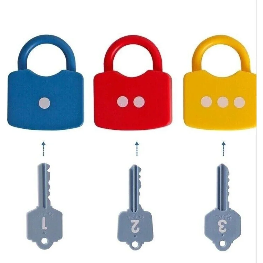 Dinhon Kids Learning Toys Locks & Keys Numbers Matching Counting Montessori Toys